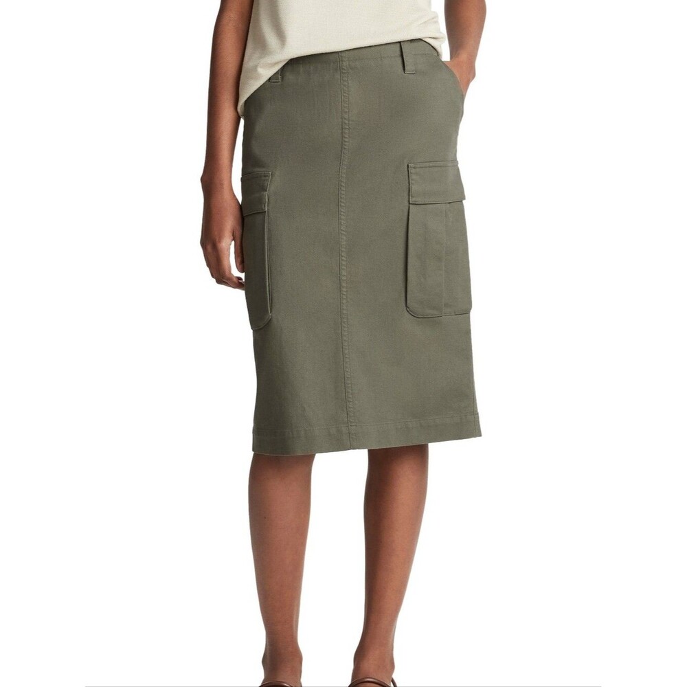 VINCE Stretch Cotton Utility Cargo Skirt In Night PIne Green NWT Sz 2